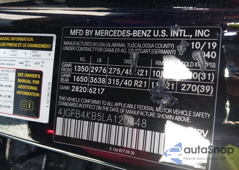 2020 Mercedes-Benz Gle 350 4Matic from USA, damaged, VIN 4JGFB4KB5LA120848